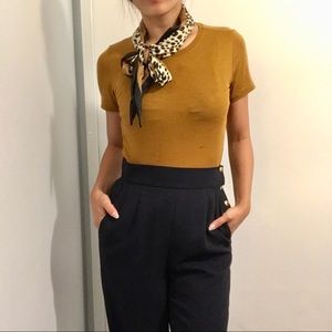 Navy high waisted pants with gold button detail